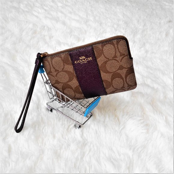 Coach Signature PVC Corner Zip  Khaki Mtlc Rasp - Picture 5 of 16